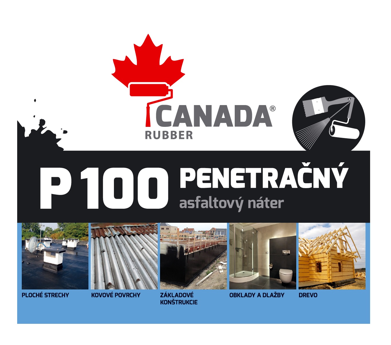 Canada Rubber P100 penetrácia Hnedočierna,10kg