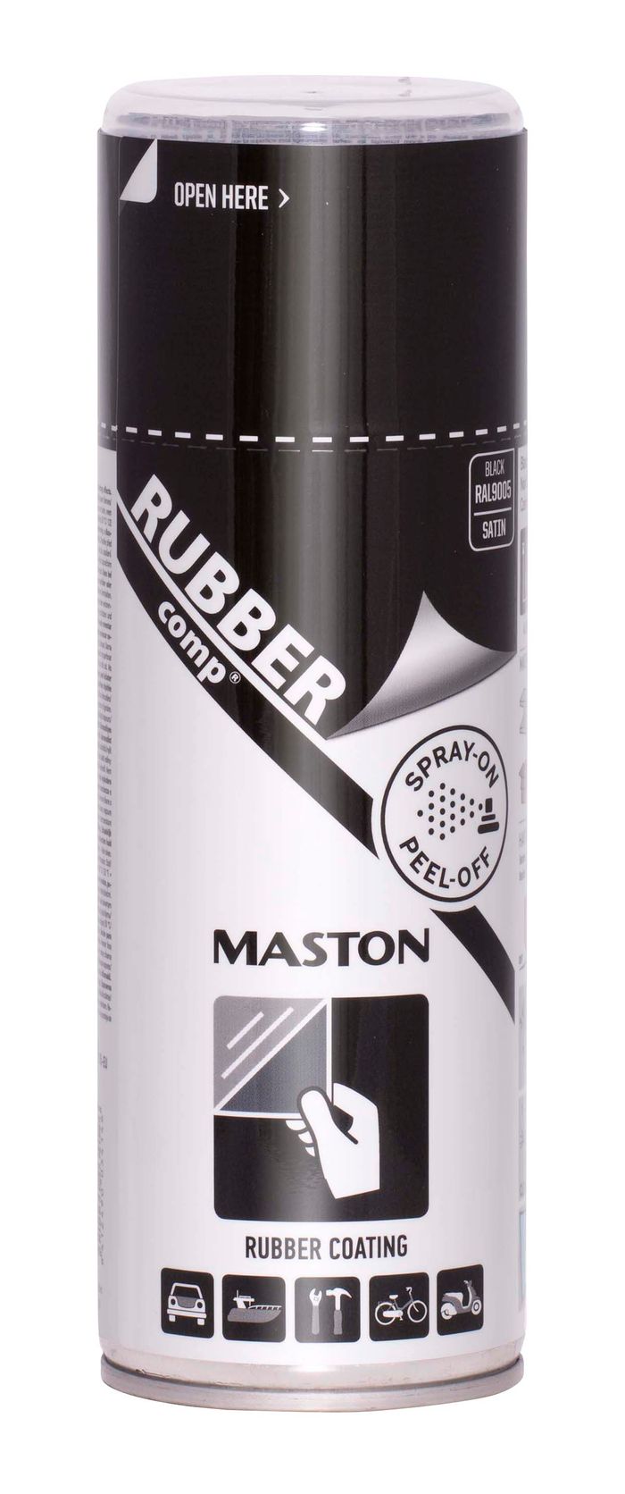Maston RUBBERCOMP - gumový náter Čierny lesklý,400ml